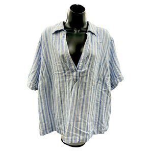 Universal Threads linen blend‎ popover stripped shirt size XXL. PTP 26  NWT